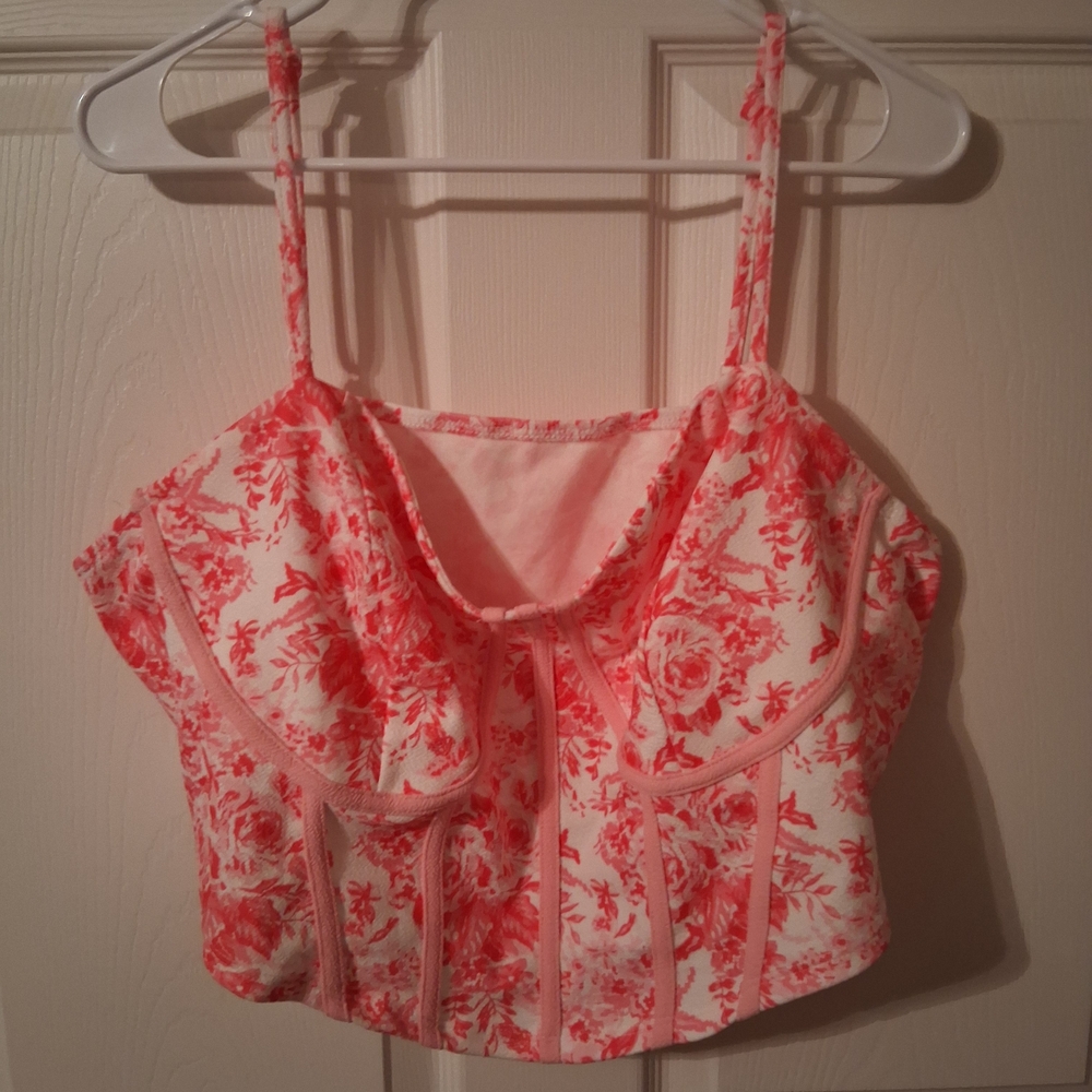 SHEIN Pink and White Floral Top
